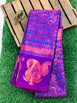 Gorgeous Blue Colored Soft Silk Saree With Rich Pallu For Women