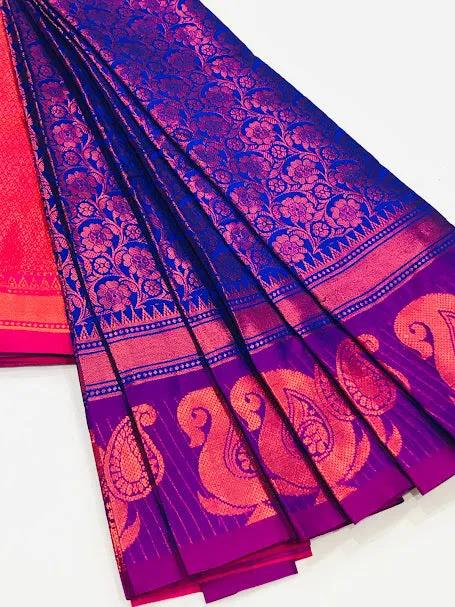 Gorgeous Blue Colored Soft Silk Saree With Rich Pallu For Women