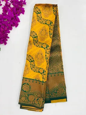 Gorgeous Yellow Color Art Silk Saree With Butta Motifs And Rich Pallu