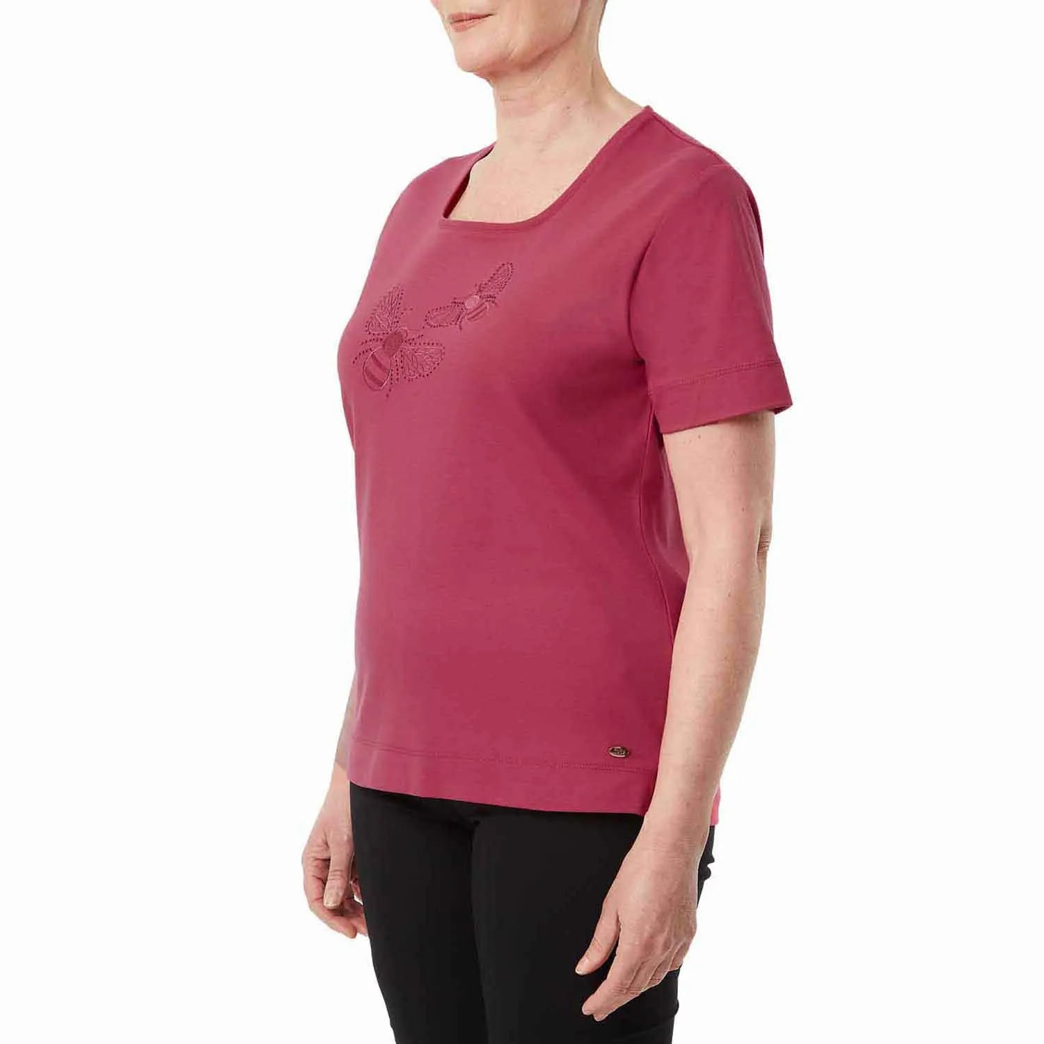 Honeybee Embroidered Pink Top - Azalea