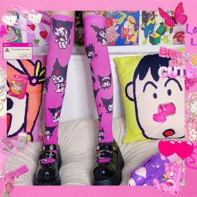 JAPANESE HARAJUKU CARTOON KUROMI INS SUMMER SLIM KNEE SOCKS BY77734