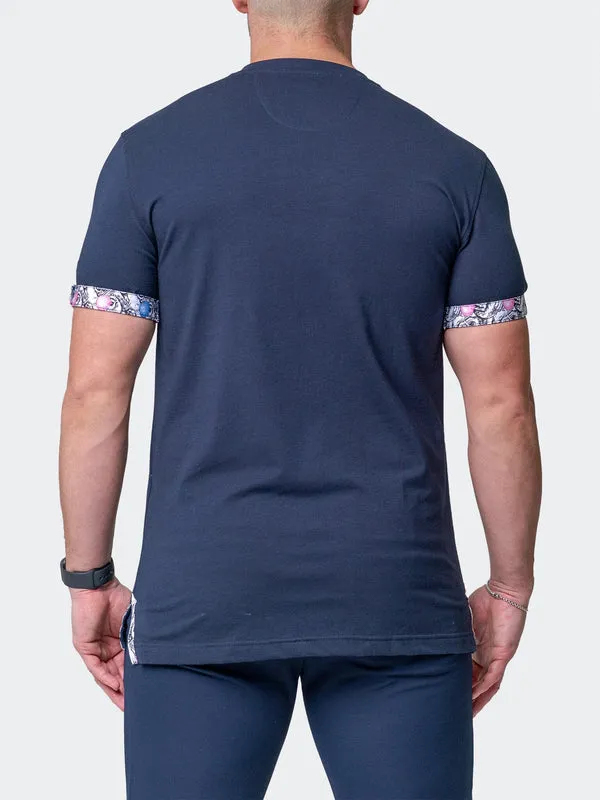 Maceoo Stretch Short-Sleeve Tshirts | V-Neck Vivaldisolidmonkey Blue