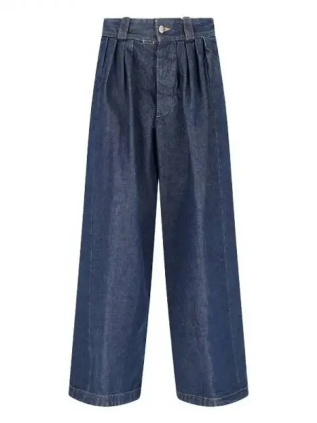 Maison Margiela Back Stitch Wide Pleated Denim Pants 270879