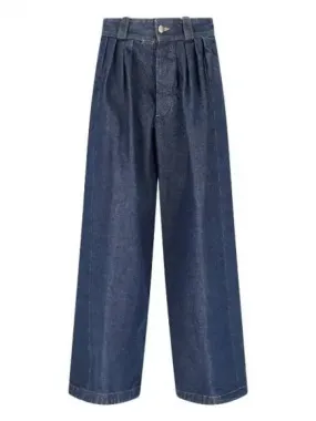 Maison Margiela Back Stitch Wide Pleated Denim Pants 270879