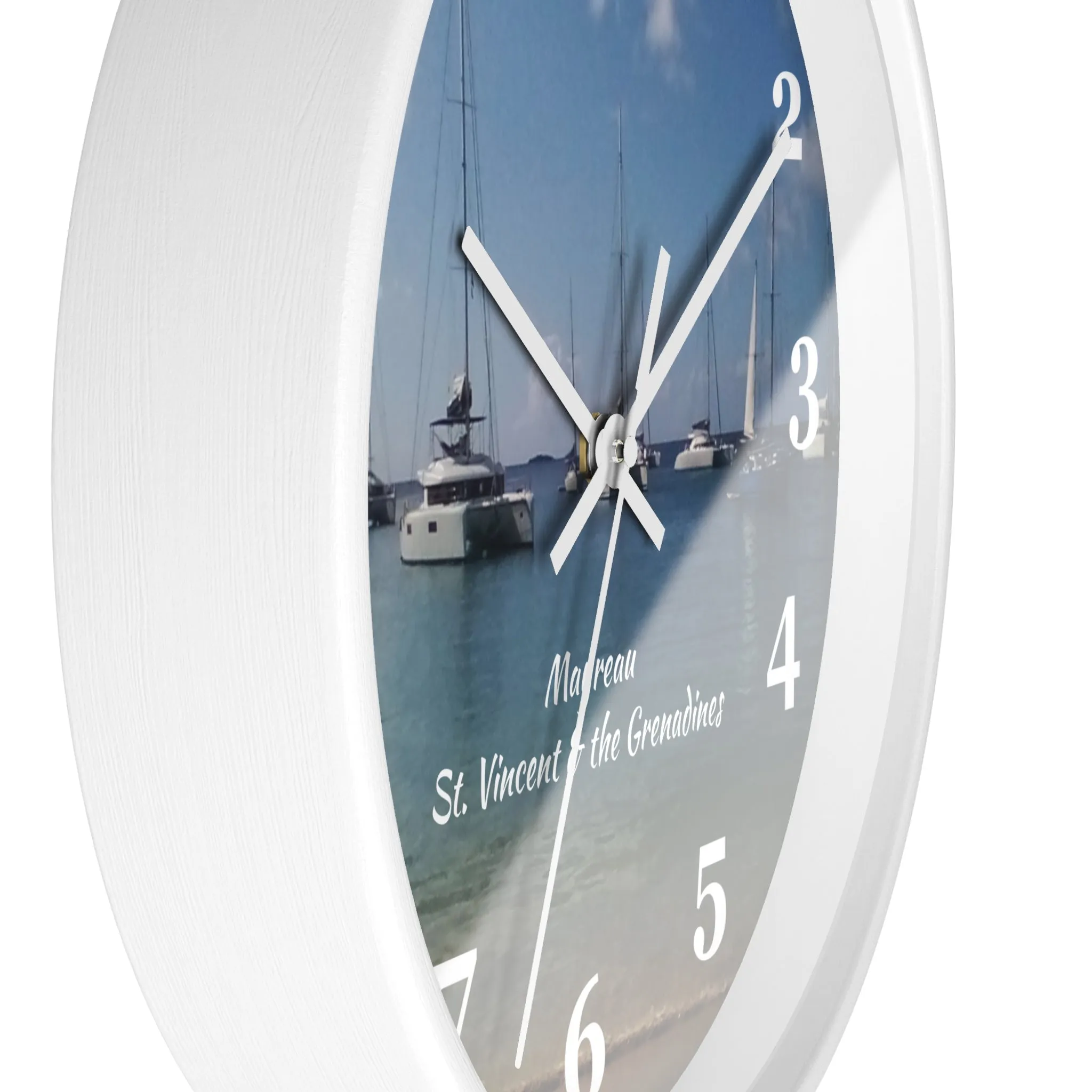 Mayreau Beach Wall Clock, 10 inch round wall clock showing a picture of Mayreau beach in St. Vincent and the Grenadines