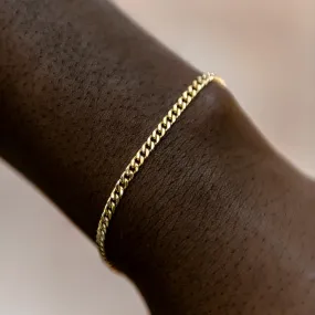 Micro Cuban Bracelet in Yellow Gold- 3mm