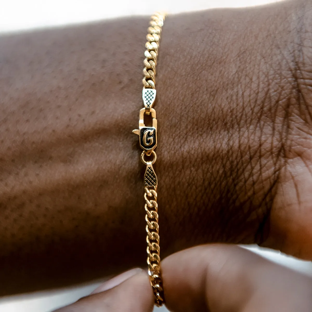 Micro Cuban Bracelet in Yellow Gold- 3mm