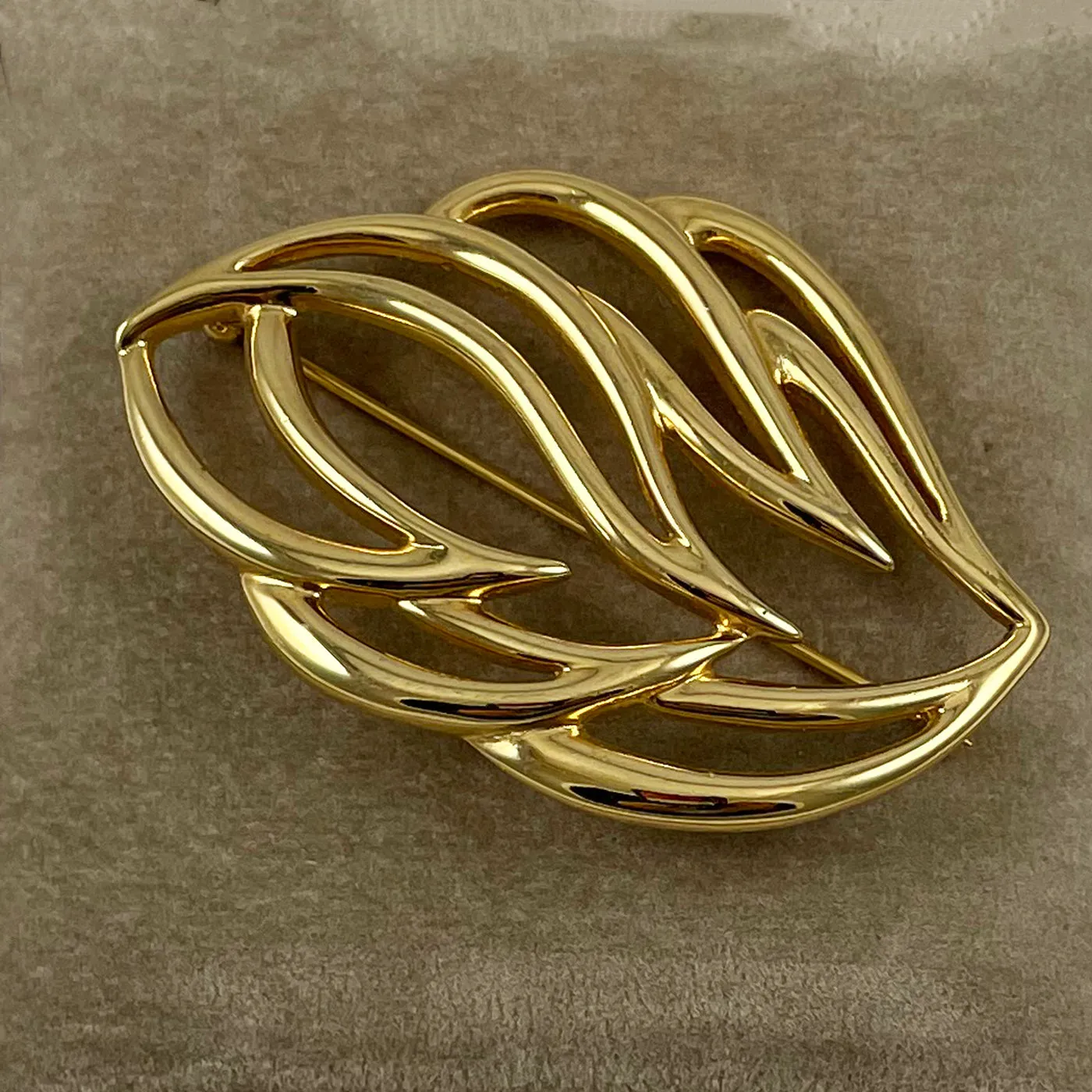 Monet Large Gold Leaf Brooch