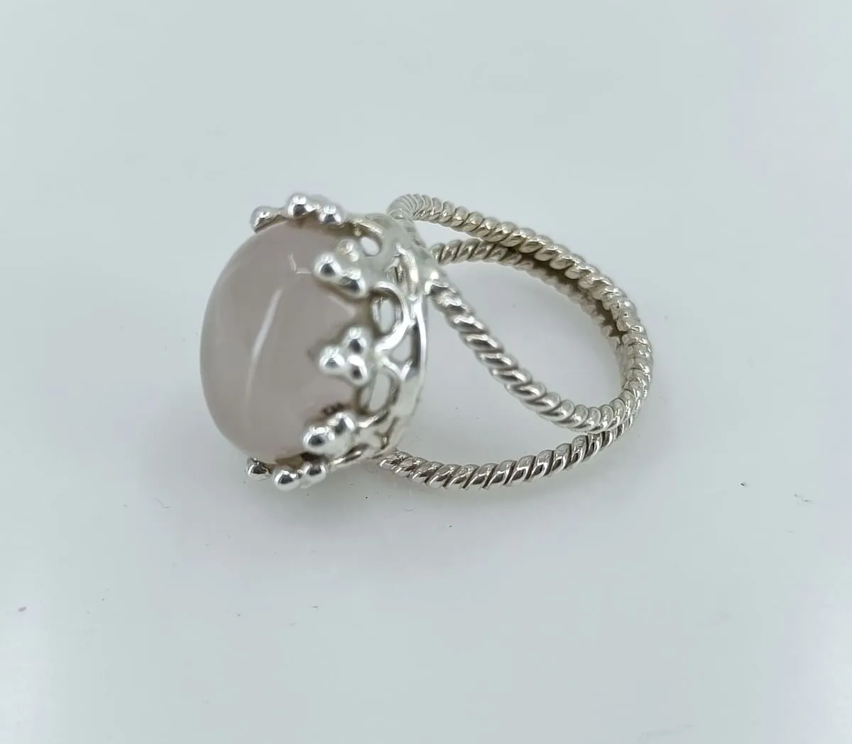 Navya Craft 925 Solid Sterling Silver Rose Quartz Handmade Women Ring