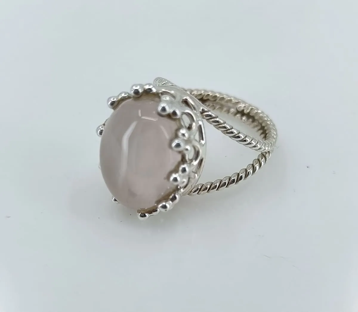 Navya Craft 925 Solid Sterling Silver Rose Quartz Handmade Women Ring