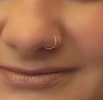 Nose Ring Double Endless Plain - Choose Your Metal, Choose Your Size