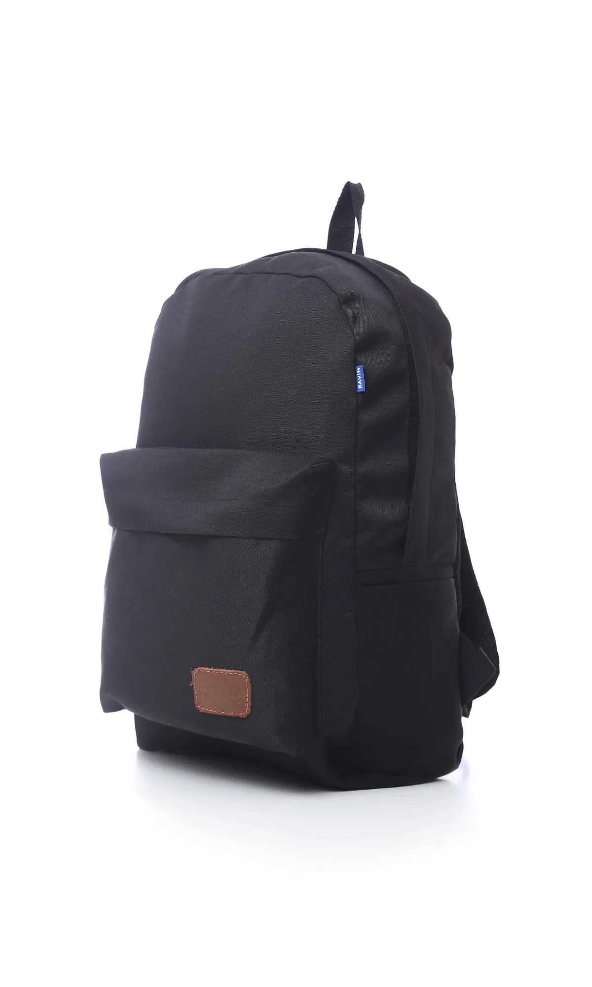 O174544 Solid Zipped Black Laptop Backpack