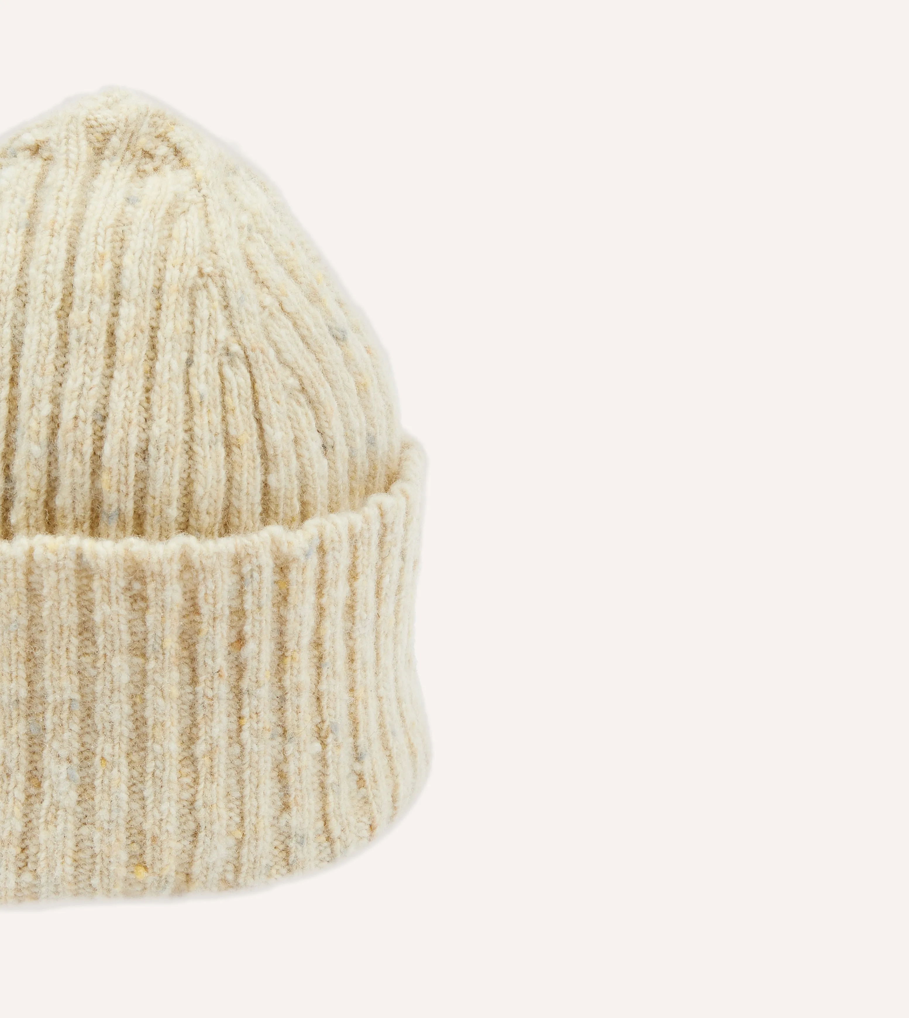 Oatmeal Donegal Ribbed Merino Knit Cap