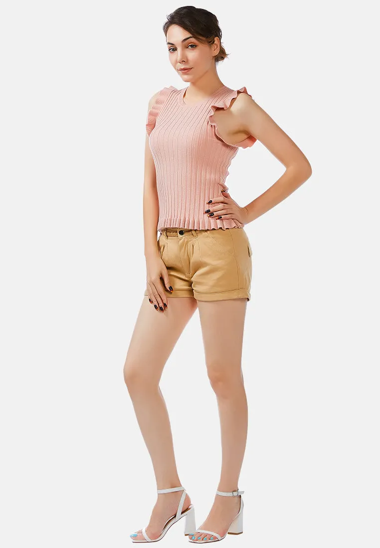 Pleated Flap Pocket Shorts By Ruw