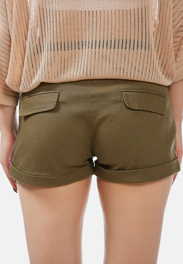 Pleated Flap Pocket Shorts By Ruw