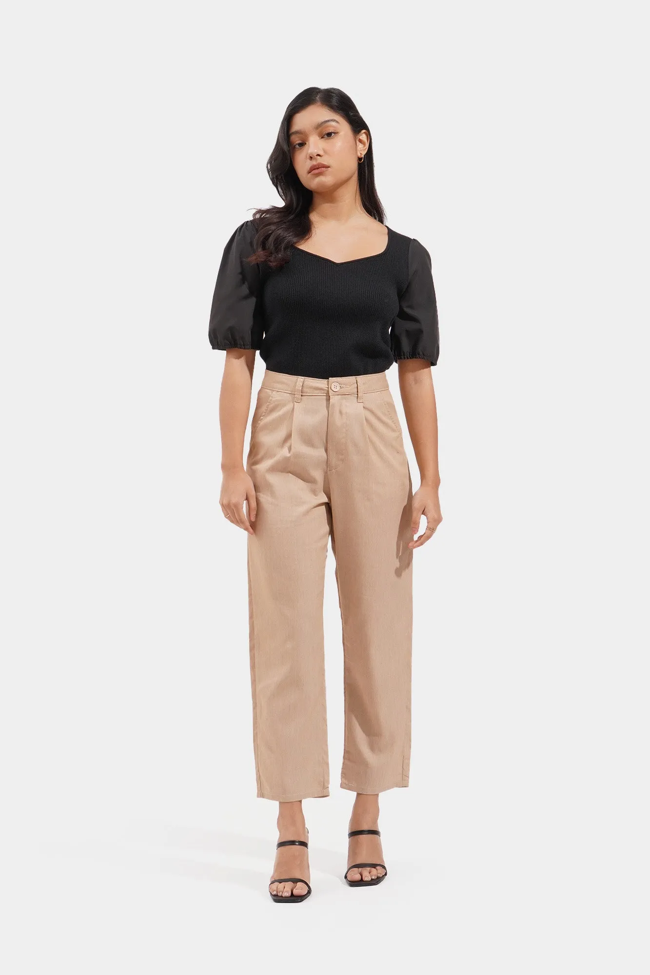 Pleated Slim Fit Cozy Pants