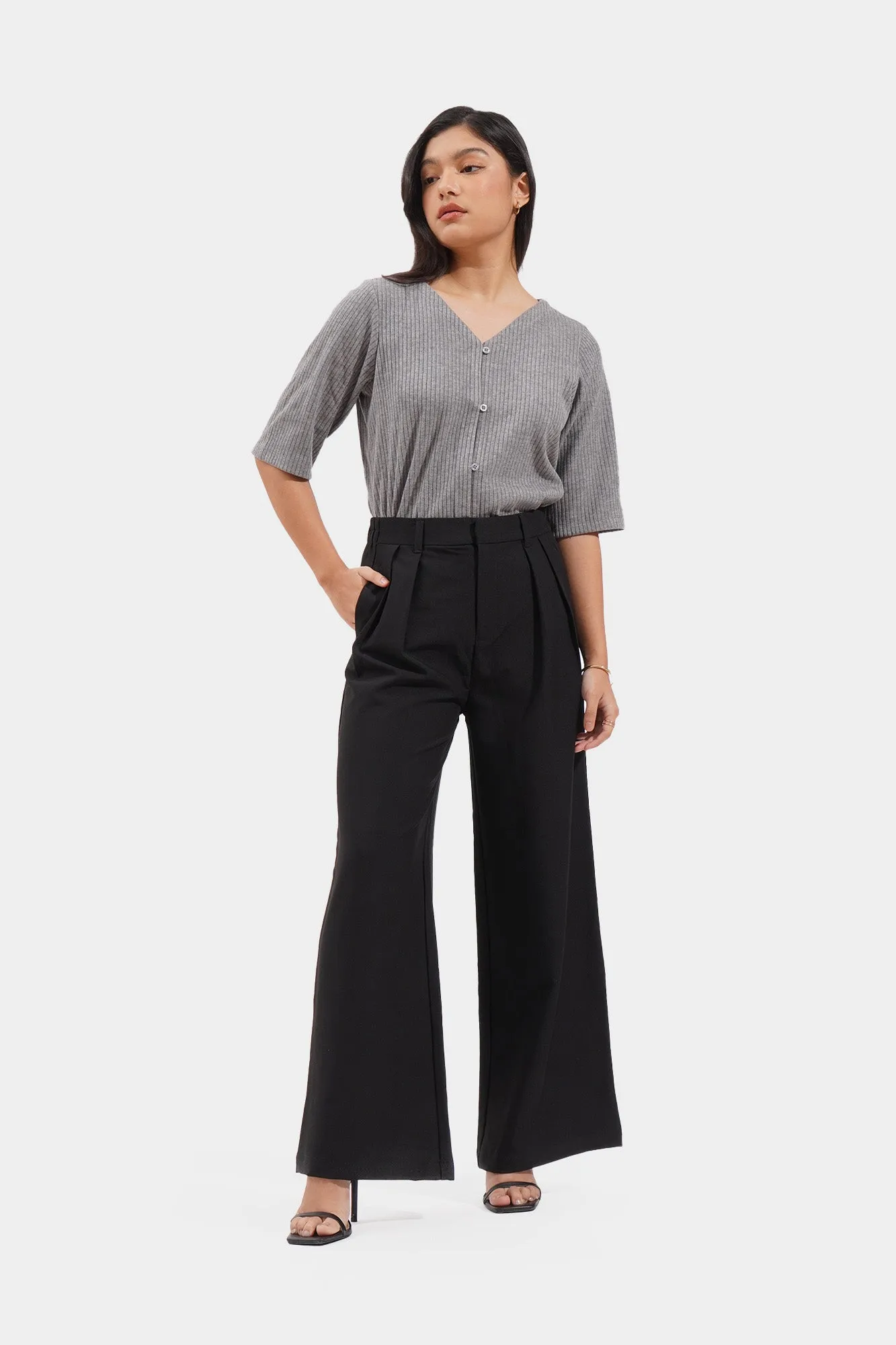 Pleated Wide Leg Cozy Pants