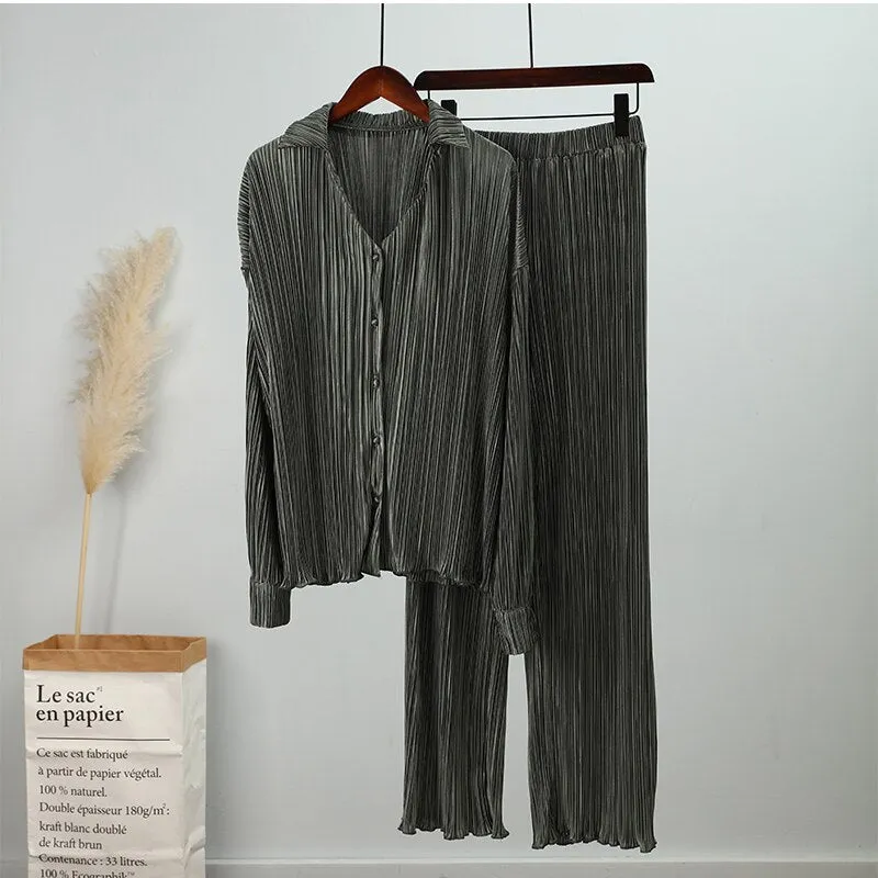 Pleated Women's Shirt Trousers