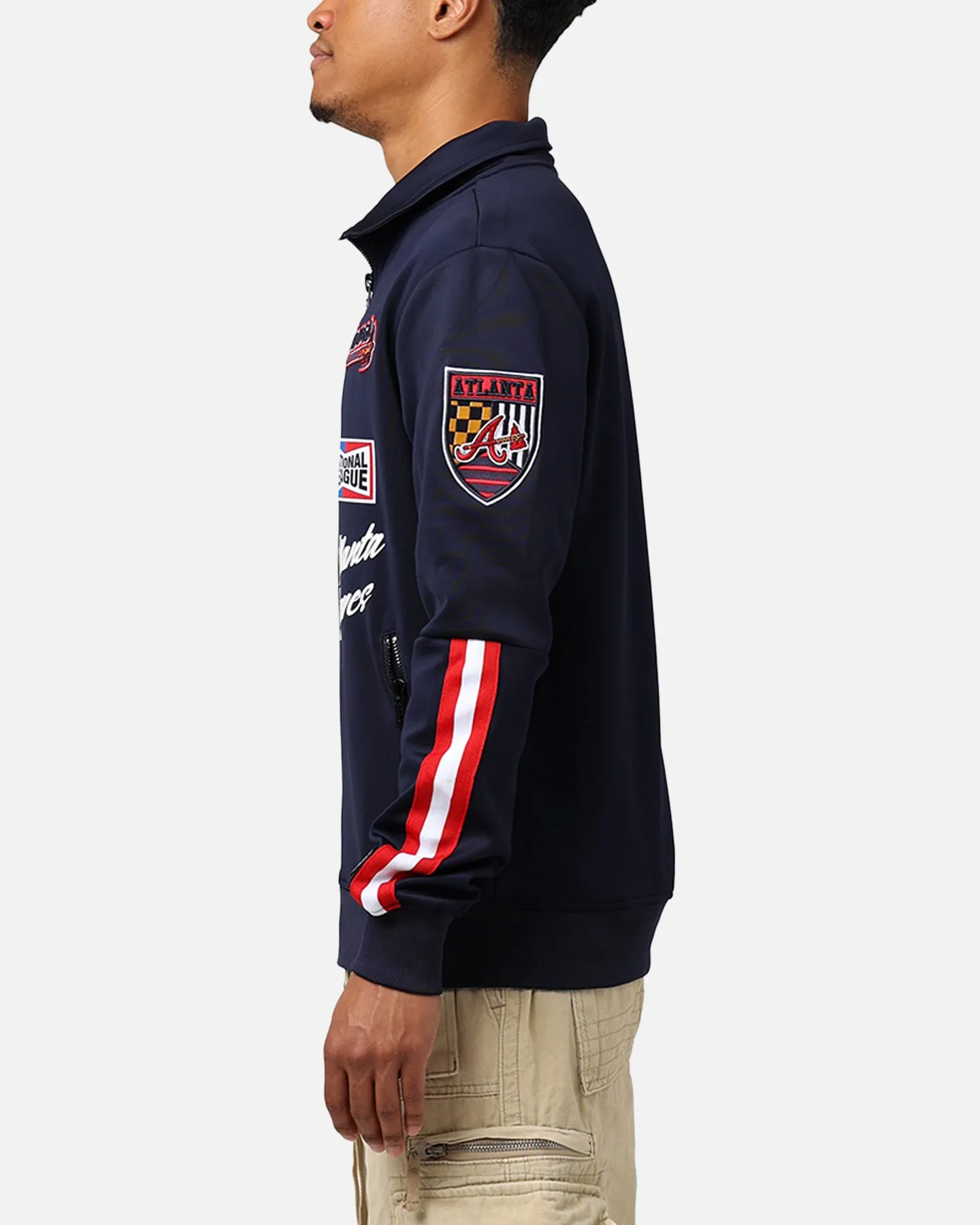 Pro Standard Atlanta Braves Fast Lane Track Jacket Midnight/Red