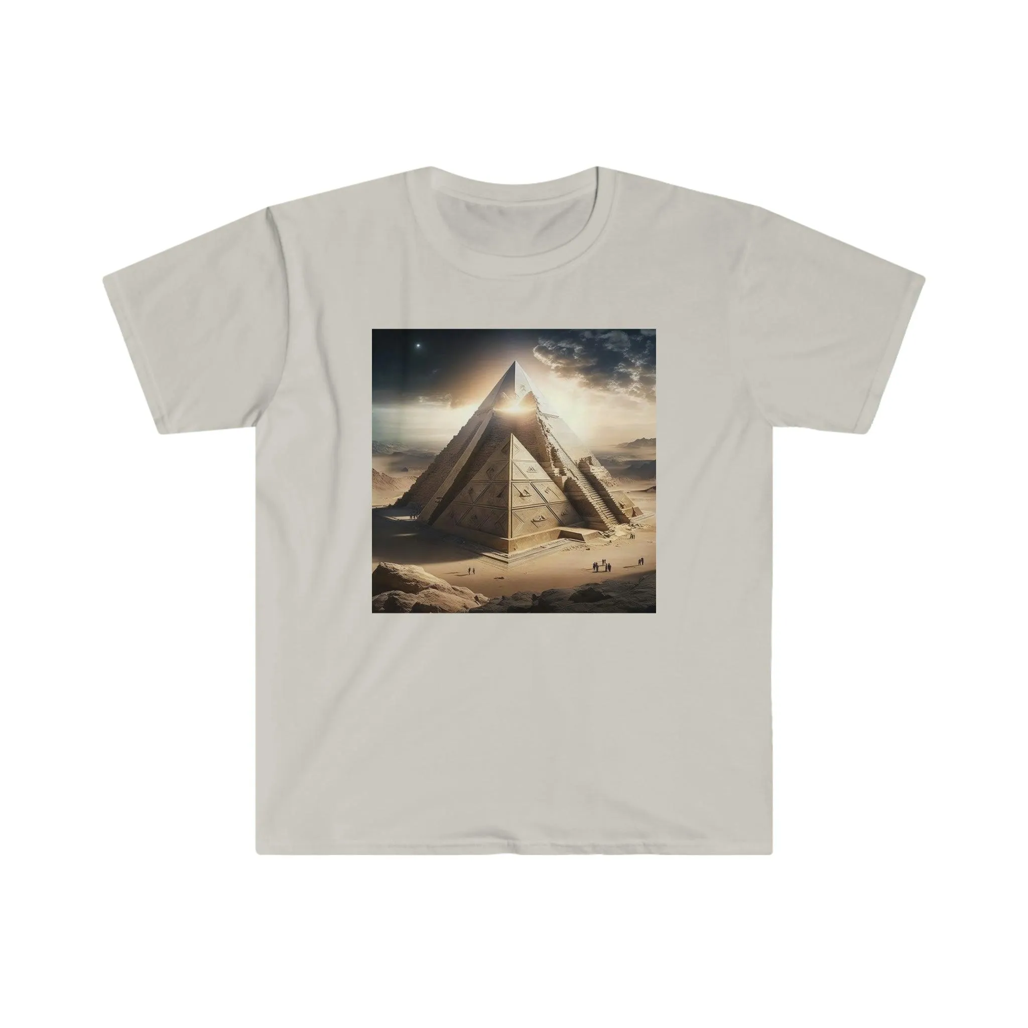 Pyramid Eclipse UFO Men's and Women's Unisex T-Shirt for Festival and Street Wear AI Digital Art v4.0