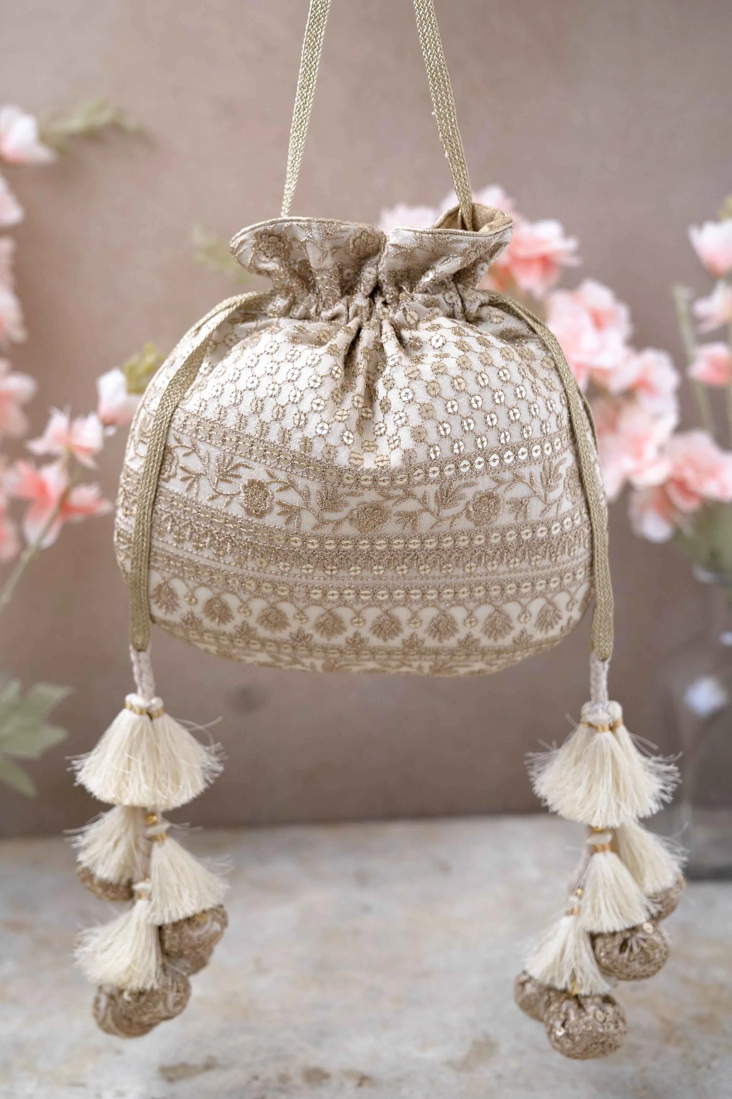 Resham Potli Bag - Off white