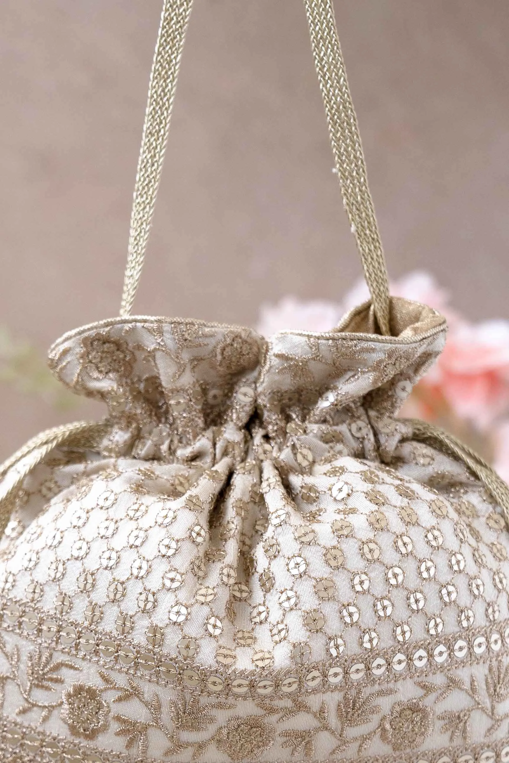 Resham Potli Bag - Off white