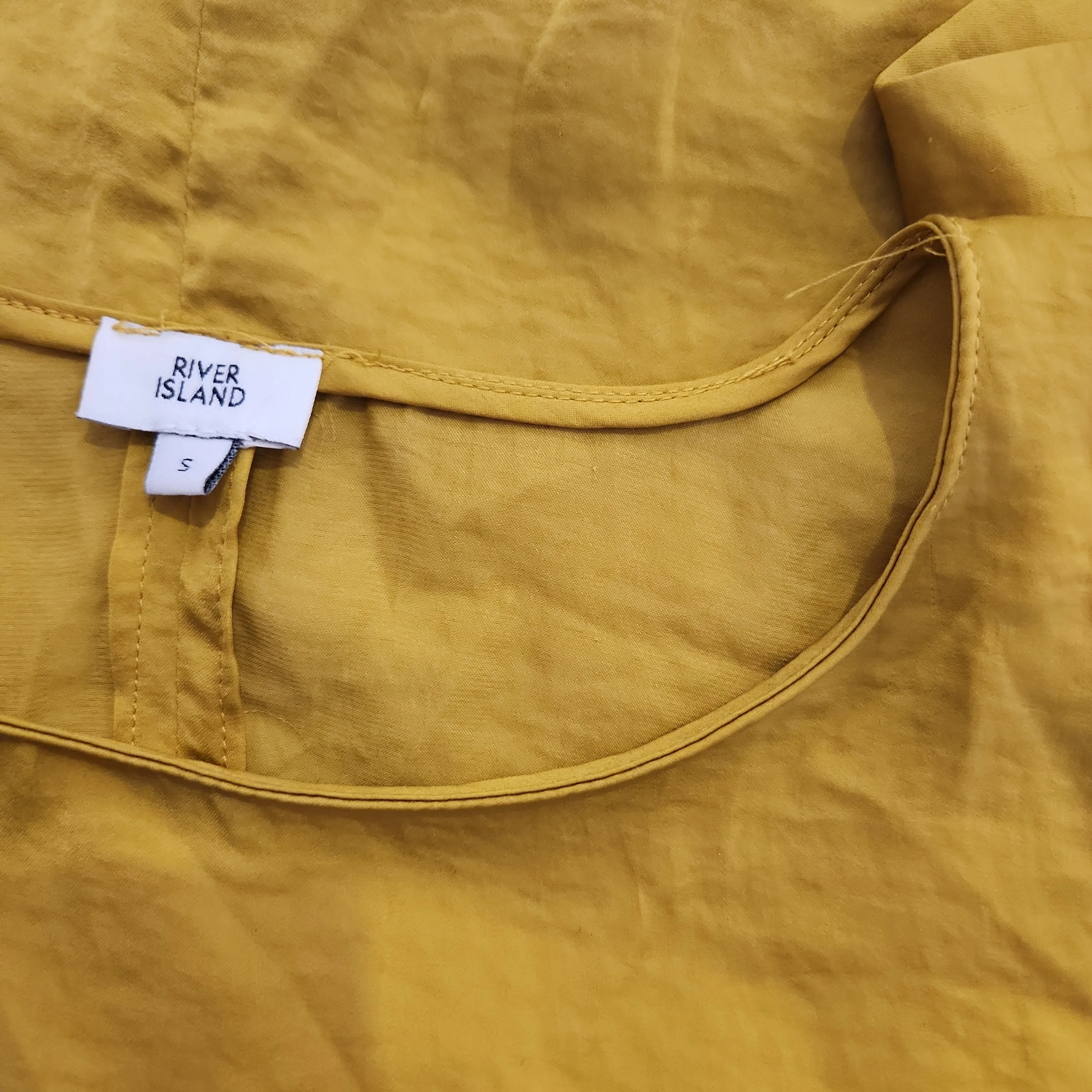 River Island Mustard Yellow Satin Side-tie Top | Pre Loved |