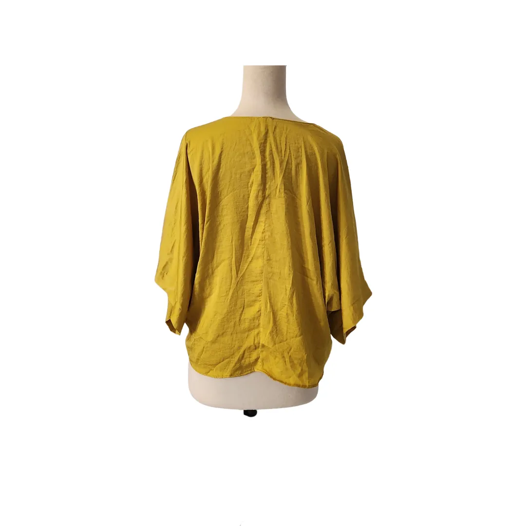 River Island Mustard Yellow Satin Side-tie Top | Pre Loved |