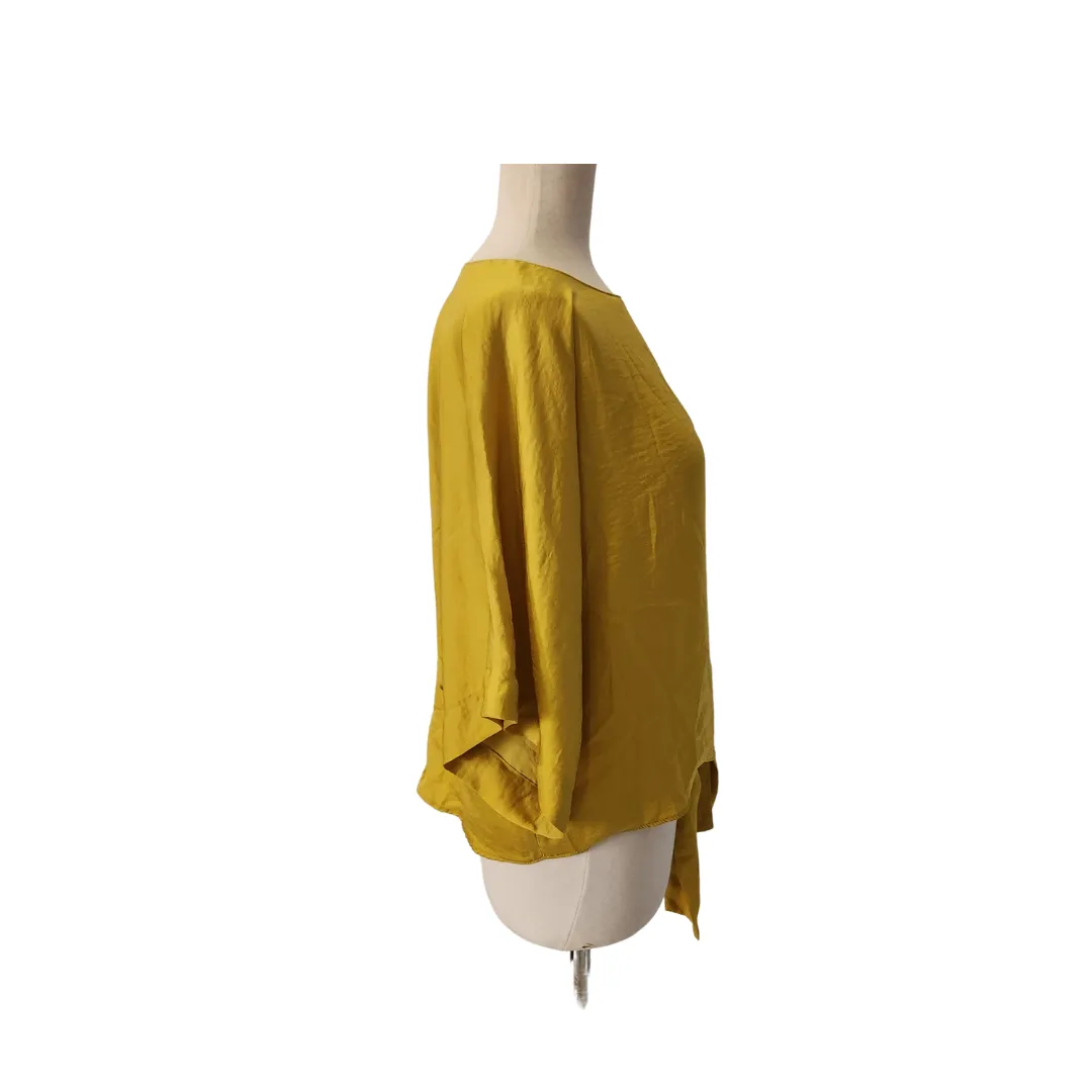 River Island Mustard Yellow Satin Side-tie Top | Pre Loved |