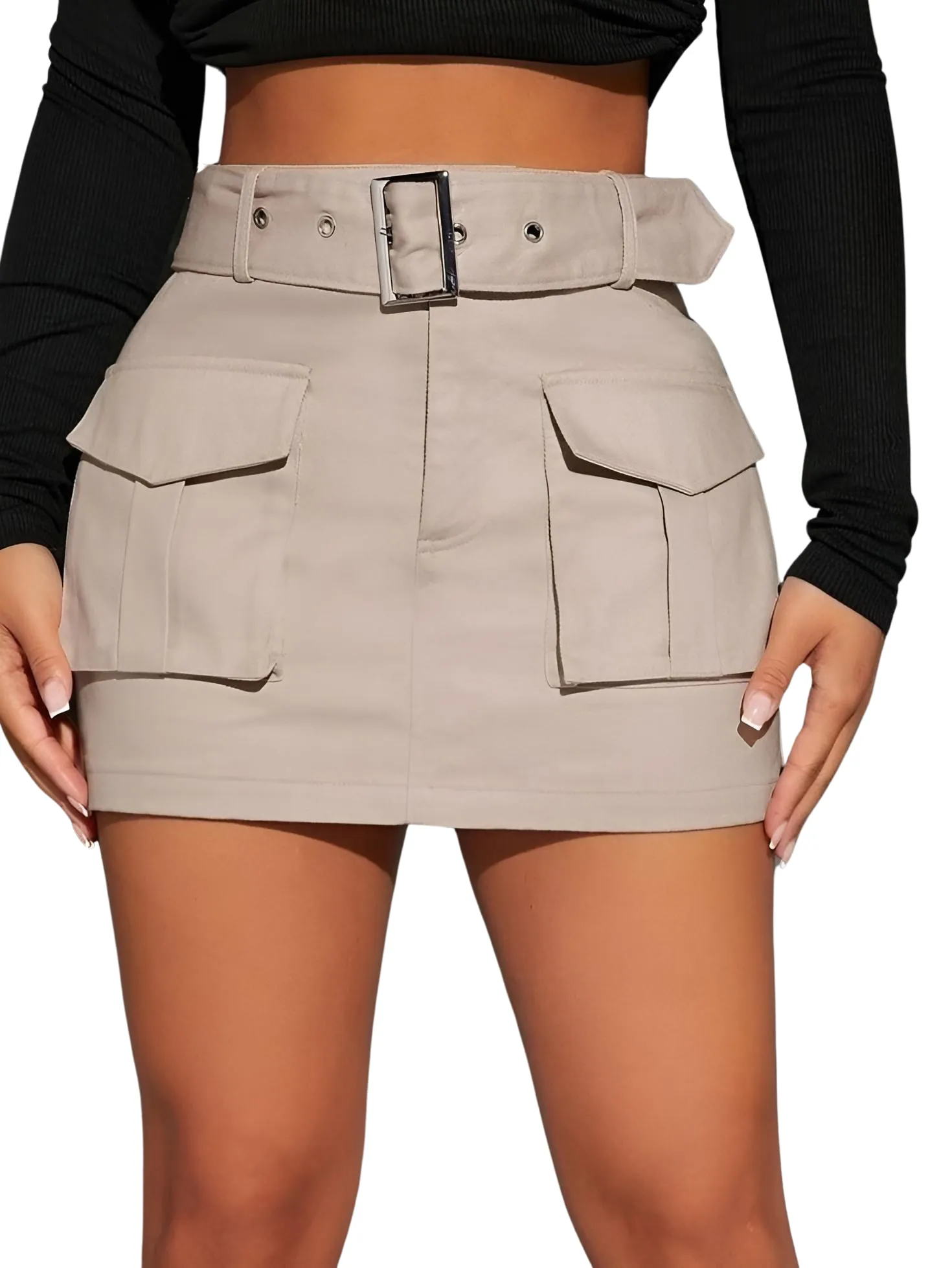 Shorts Donna Pantagonna Cintura Fibbia Tasche Casual Comodo