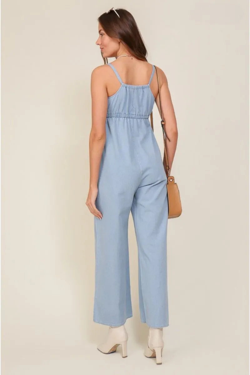 Sleeveless Denim Jumpsuit