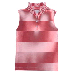 Sleeveless Hastings Polo - Red Stripe