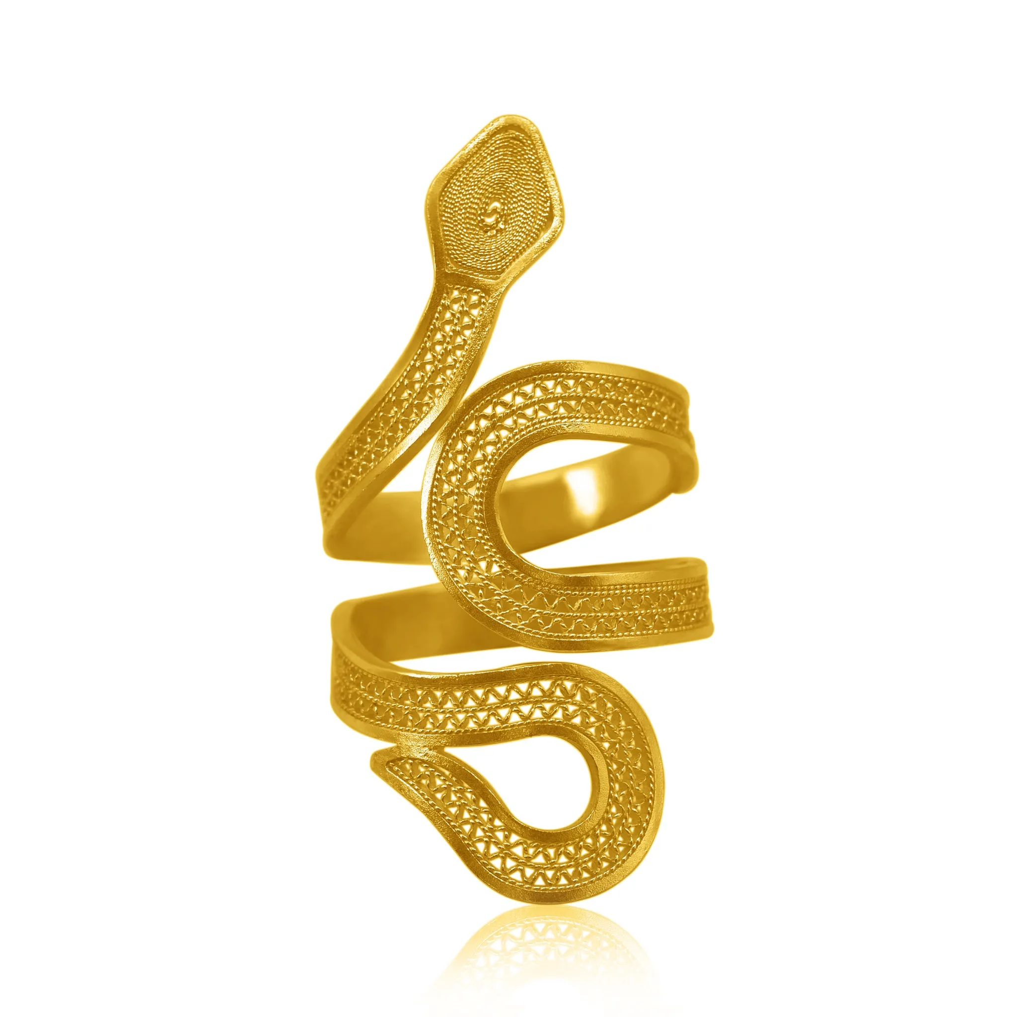 SNAKE SOLID GOLD 18K RING FILIGREE