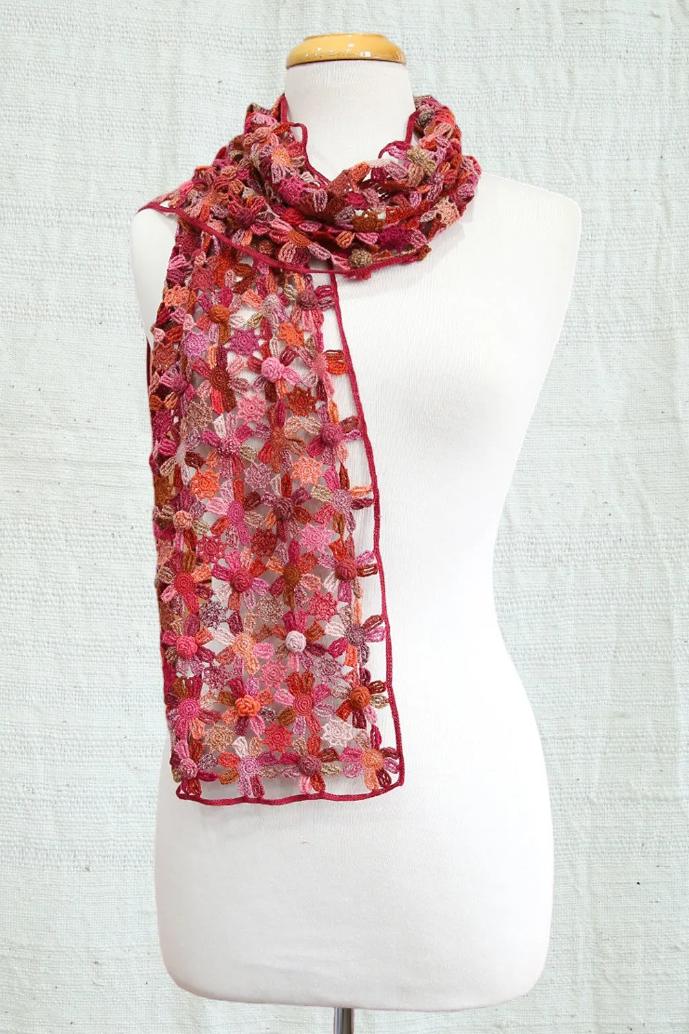 SOPHIE DIGARD WIND POPPY CROCHET WOOL SCARF