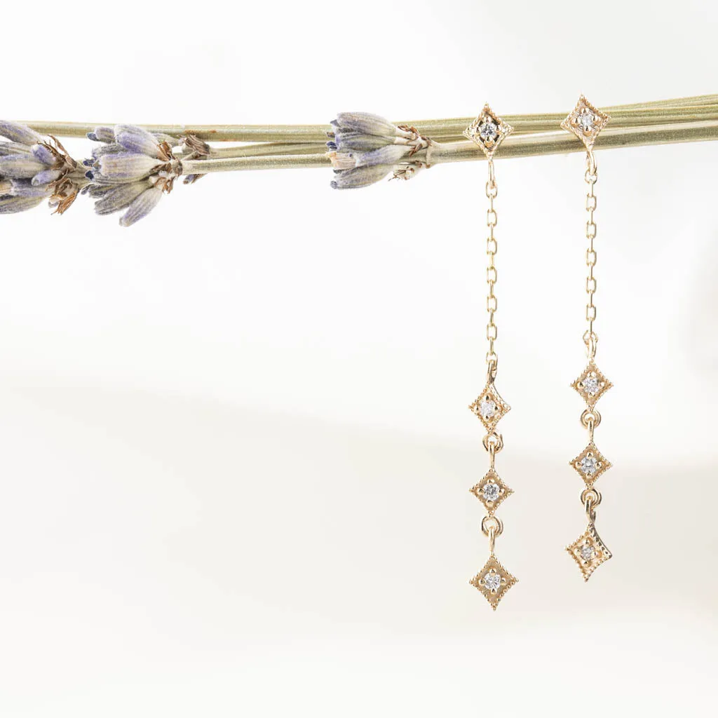 Star Diamond Chain Drop Earrings