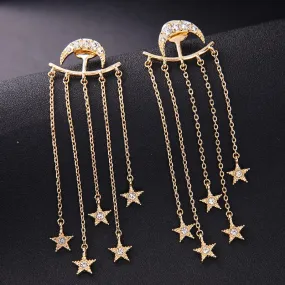 Star Moon 2 in 1 Tassel Dangle Convertible Earring