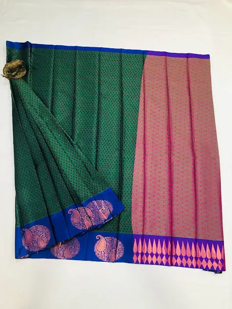 Stunning Green Colored Art Silk Saree With Butta Motifs Design And Rich Pallu