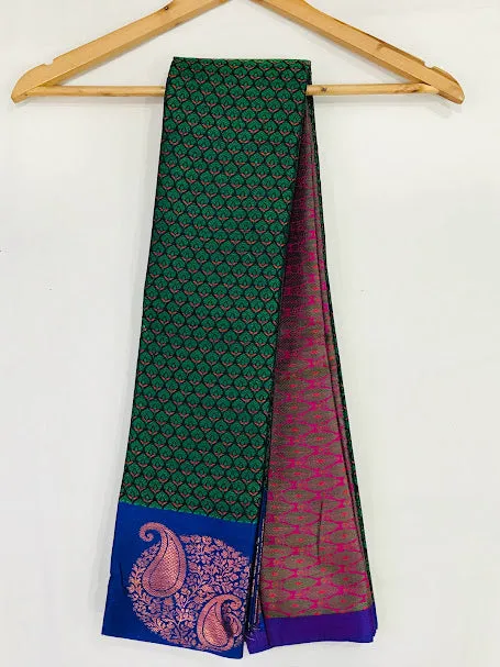 Stunning Green Colored Art Silk Saree With Butta Motifs Design And Rich Pallu