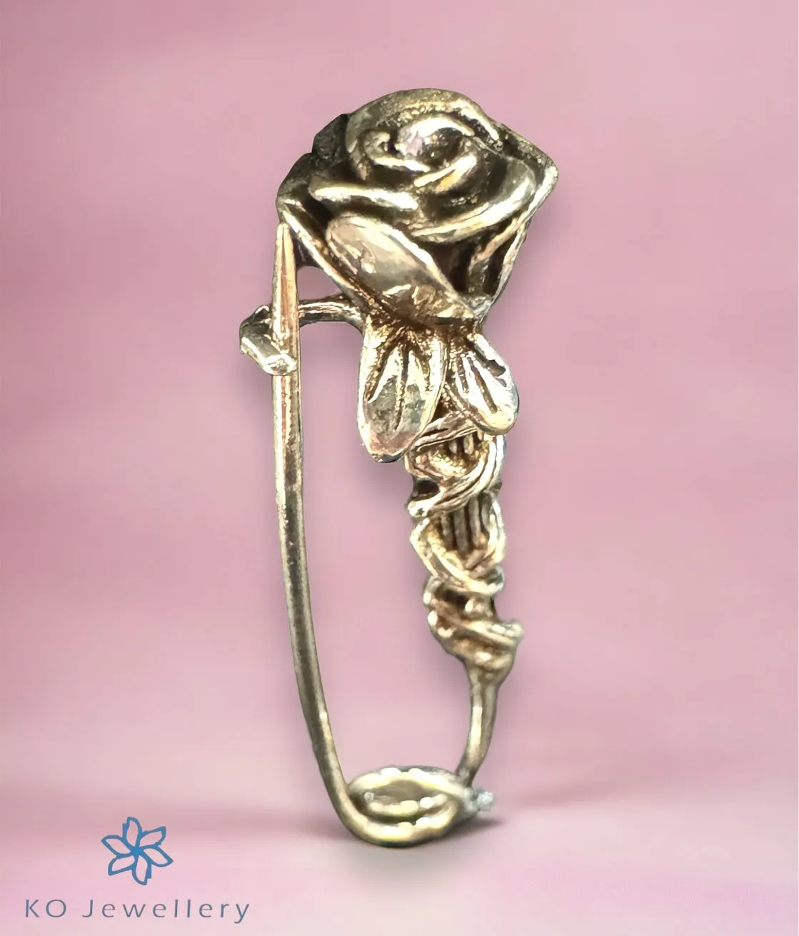 The Rose Silver Brooch/ Safety Pin