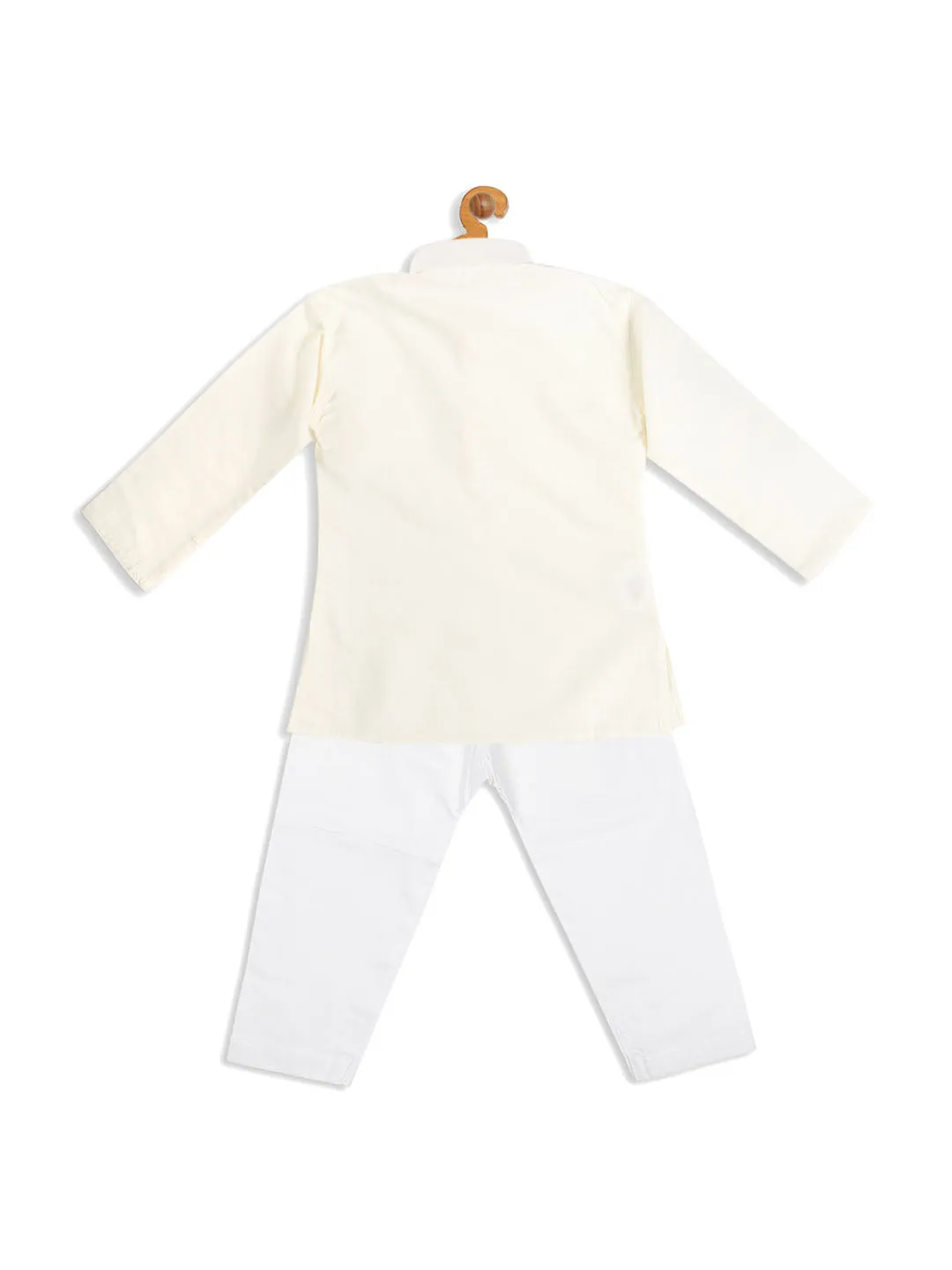 VASTRAMAY Boy's Cream-Colored Kurta with Pyjama Set