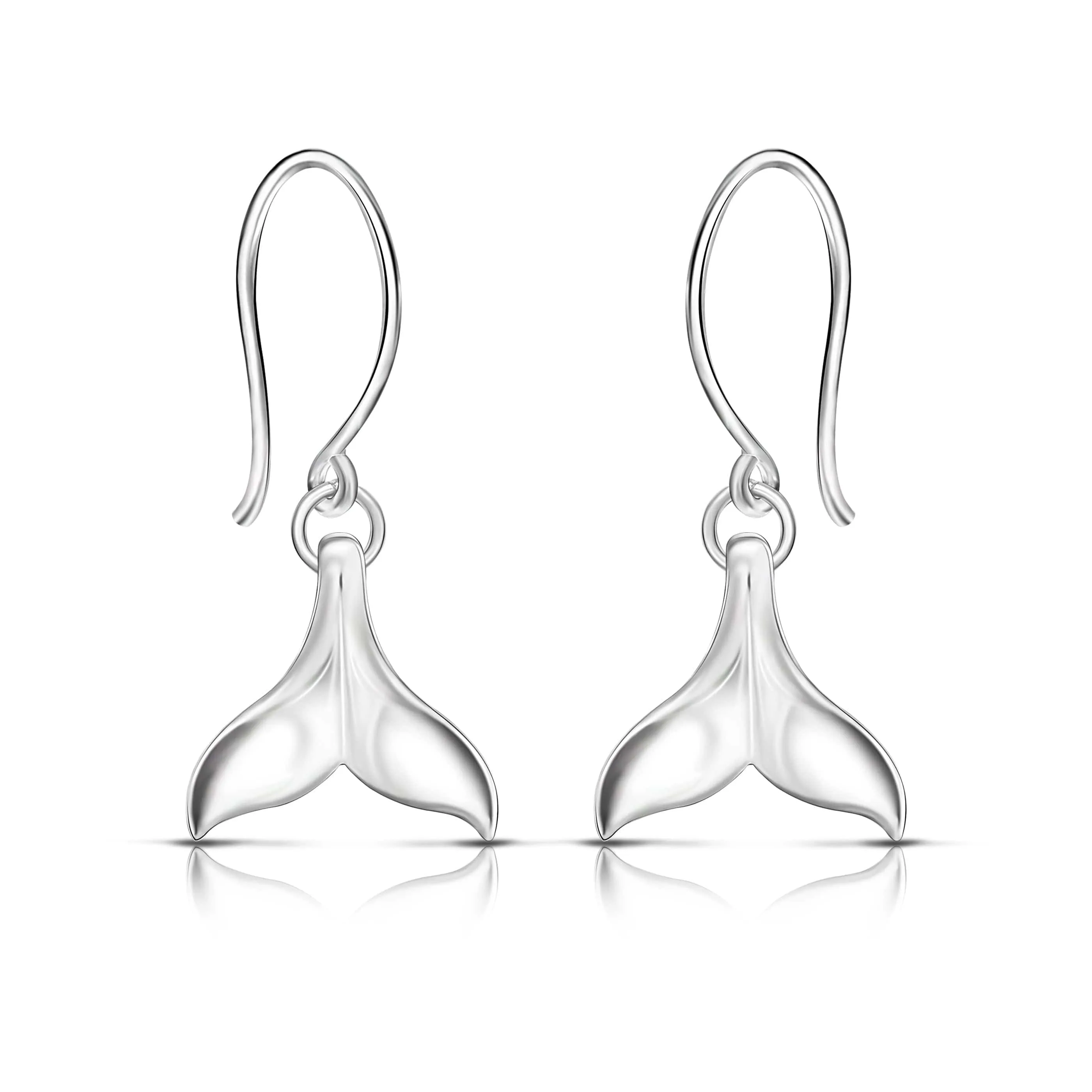 Whale Tail Dangling Earrings Sterling Silver