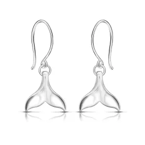 Whale Tail Dangling Earrings Sterling Silver