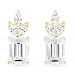 White Sapphire Emerald and Marquise Cut Studs