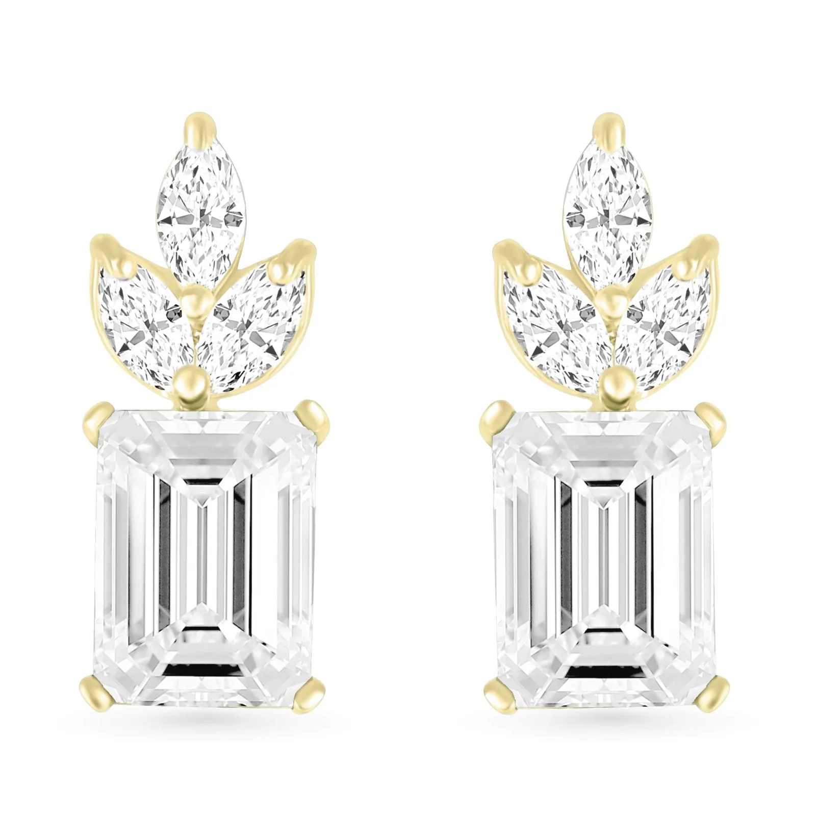 White Sapphire Emerald and Marquise Cut Studs