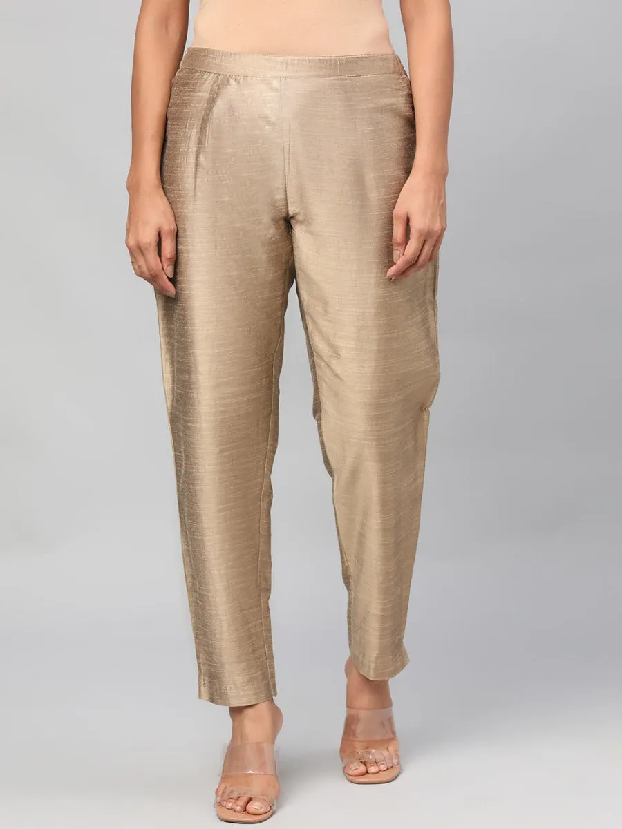 Women Beige Solid Trouser