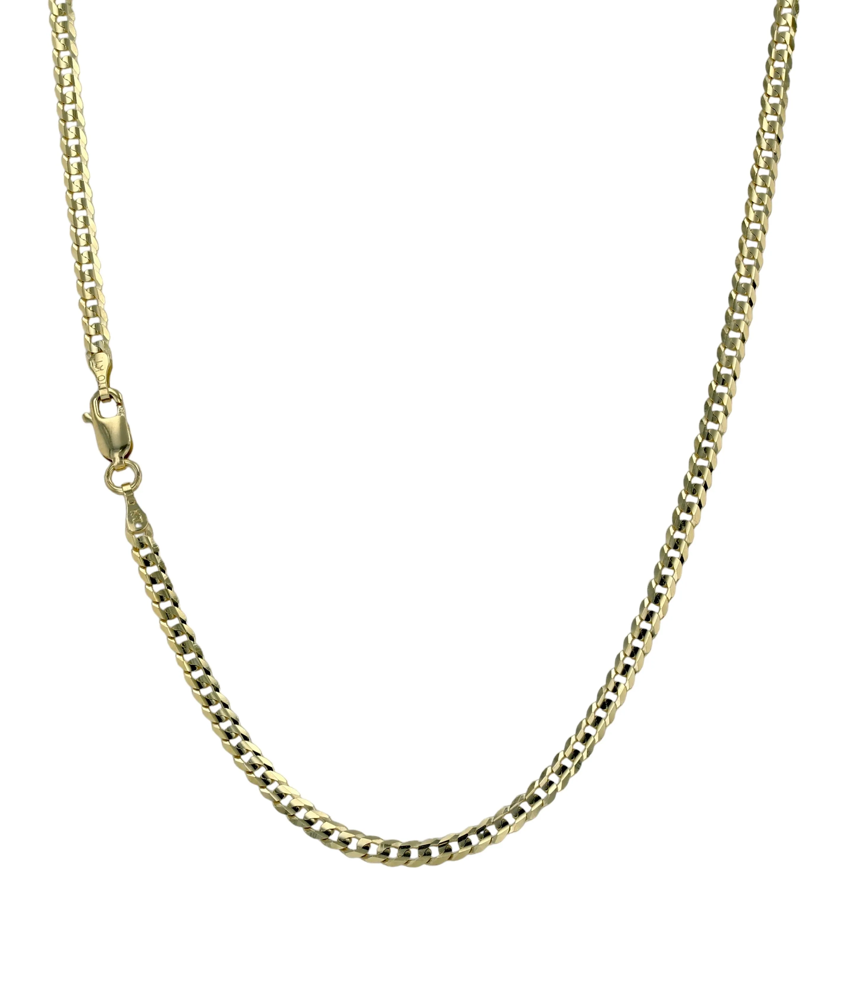 Yellow gold 10k solid curve chain diamond cut